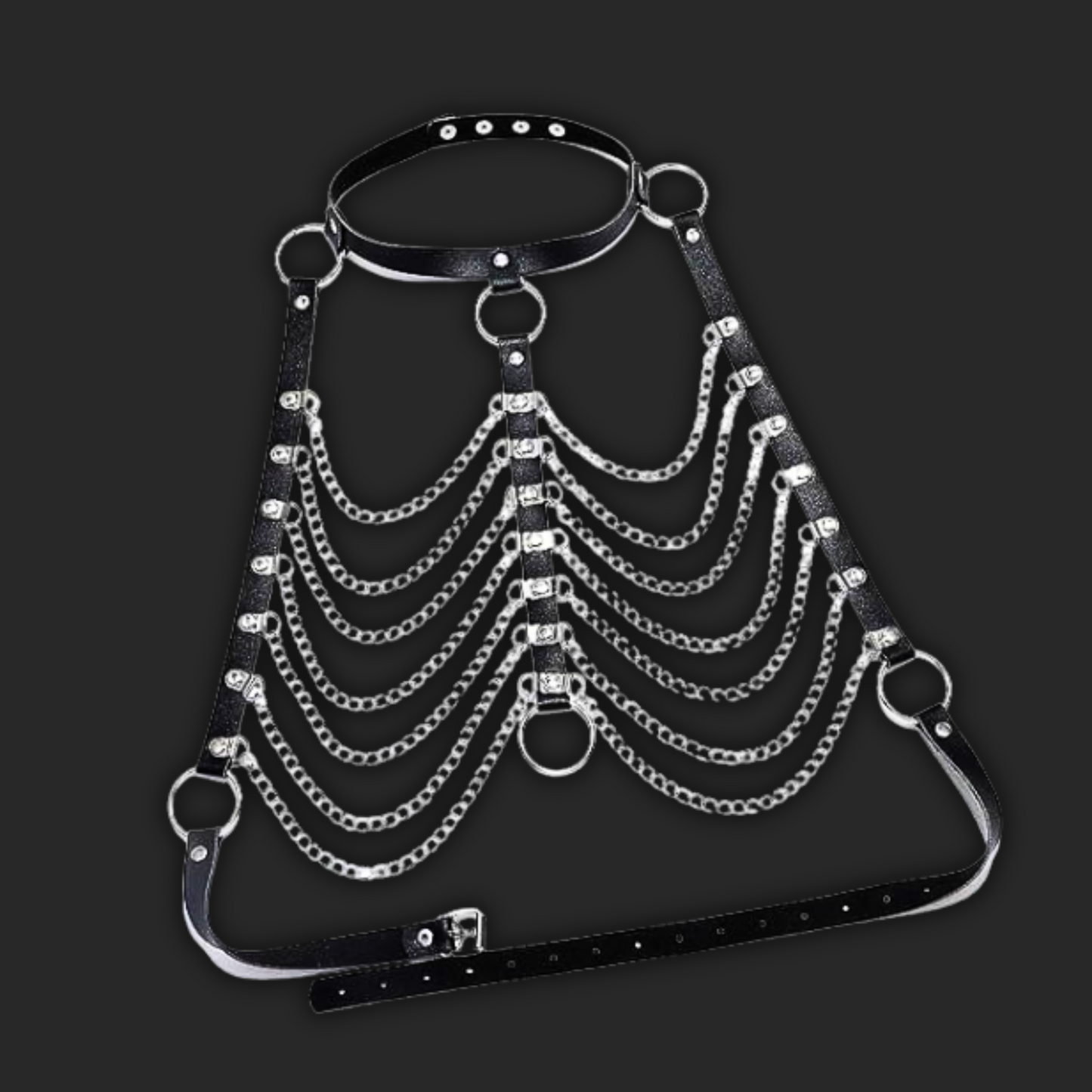 HARNAIS CHAINES CUIR RAVEUSE